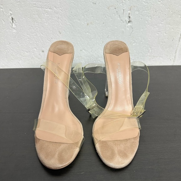 Tony Bianco Kiki Clear Vynalite/Blush Kid Suede shoe size 8 - Picture 4 of 7